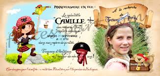 Carte d invitation anniversaire 10 ans. Invitation Anniversaire Pirate Fille