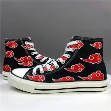 In this case the examples are of front 3 4 and side views. Wen Anime Hand Painted Shoes Shippuuden Akatsuki Red Clouds Women Men High Top Black Canvas Sneakers Women Summer Shoes Women Yellow Shoeswomen Elevator Shoes Aliexpress
