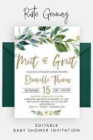 Rustic Greenery Meet And Greet Baby Shower Invitation Etsy Baby Shower Invitations Shower Invitations Baby Shower