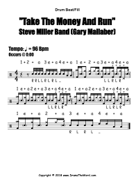 Music books plus music books plus is the best source. Take The Money And Run Steve Miller Band Drum Intro Free Drum Lesson Pdf Chart Notation Meinig Cahoone Drumstheword Online Video Drum Lessons