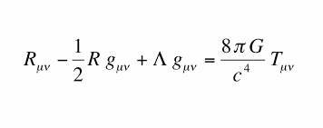 GAE - Las ecuaciones de campo de Einstein de la relatividad general son 10  en un espaciotiempo 4-dimensional como el nuestro. Cada símbolo del lado  izquierdo de la igualdad corresponde a una