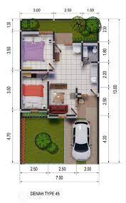 Selanjutnya adalah denah rumah minimalis type 45 dengan halaman belakang. 17 Ragam Desain Rumah Type 45 Minimalis Rumah Com