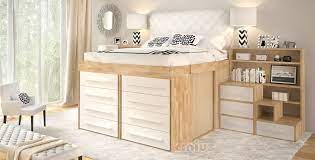 Bett ausziehbar gleiche ebene bett ausziehbar gleiche ebene. Erhohte Platzsparende Bett Mit Schubladen Idfdesign