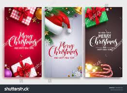 Christmas Vector Poster Design Set With Colorful Elements And Merry Christmas Greeting Text In An Empt Christmas Vectors Christmas Greetings Text Poster Design