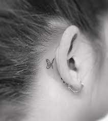 Small Intricate Butterfly Tattoo Behind The Ear Www Otziapp Com Tiny Tattoos For Girls Tattoos Tattoos For Women Small Meaningful