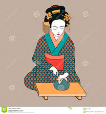 Las geishas usaban sus habilidades en distintas artes japonesas: Estilo Antiguo De La Mujer Japonesa Clasica De Japan Del Geisha Del Dibujo El Geisha Hace Un Te Ilustracion Del Vector Ilustracion De Tokio Placer 97742977