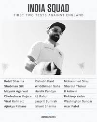 India squad, players list for england test series 2021: Espncricinfo On Twitter India Have Announced The Squad For The First Two Tests Against England Captain Virat Kohli Ishant Sharma And Hardik Pandya Are Back In The Side Https T Co Vucgqkik2e Indveng Https T Co C2ohlj7cyt