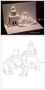 Press a crease in the fold lines as best you can. Diy A Small Castle Pop Up Card Templates Origami Architecture Pop Up Cards