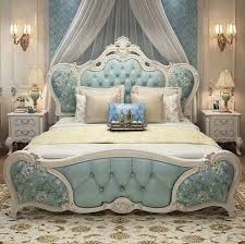 Luxury vintage oak pu tufted 5pcs bedroom set. Green Color European Style Master Bedroom Sets Luxury Carved French Ro La Moderno