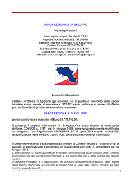 Conviene quindi investire soldi in azioni della banca finnat? Prospetto Aumento Di Capitale Banca Regionale Di Sviluppo Spa