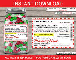 These free printable labels are great for just about any occasion and every. Fake Walgreens Prescription Christmas Chill Pill Labels Template Gag Gift