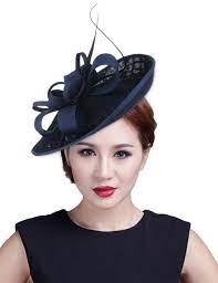La Vogue Feather Fascinator Pillbox Hat Headpieces Bridal Wedding Hair Clip Headdress Navy Blue Amazon Co Uk Wedding Hair Clips Fascinator Bridal Wedding Hair