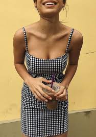 Black And White Checkered Bodycon Dress Black And White Plaid Spaghetti Straps Square Neck Bodycon Mini Dress Spaghetti Strap Mini Dress Fashion Summer Fashion