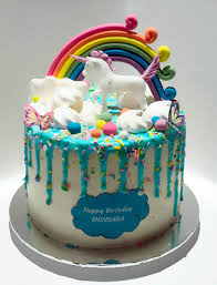 Use a cake turntable to smooth white frosting over the entire cake (picture at 4:20). The Rainbow Unicorn Torte Cake Art
