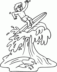 Kid Surfing Free Printable Coloring Pages Coloring Pages Beach Coloring Pages Summer Coloring Pages