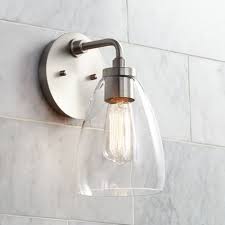 Find lighted wall sconces, wall fixture lighting in various styles at 1800lighting.com. Possini Euro Raden 10 High Brushed Nickel Wall Sconce 46p93 Lamps Plus Bathroom Sconce Lighting Sconces Bathroom Sconces