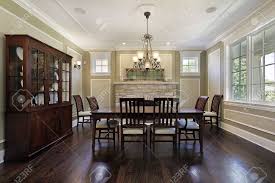 This is a beautiful house with a large garden. Dining Room In Luxury Home With Stone Fireplace Stock Photo Picture And Royalty Free Image Image 10292843