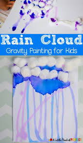 Easy weather crafts for preschoolers. Rain Cloud Gravity Painting For Kids