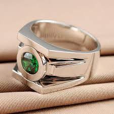 High Quality Classic Solid 925 Sterling Silver Emerald Green Lantern Rings For Men Chritmas Gift Free Shipping Rings For Men Silver Jewelry Rings Lantern Rings