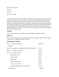 Motor Mill Foundation Minutes (DRAFT) January 18, 2022 The regular meeting  of the Motor Mill Foundation of Clayton County was he