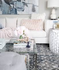 Grey and blush pink living room ideas. Blush Pink And Blue House Tour Setting For Four