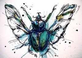 Birds In Water Color By Abby Diamond Insect Art Bug Art Drawings