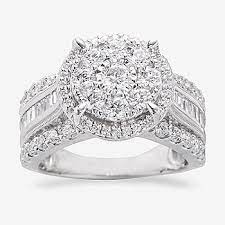 Round 2 CT. T.W. Diamond Side Stone Halo Engagement Ring in White or Yellow 10K or 14K Gold