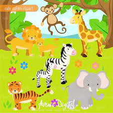 Cute Safari Animals Clipart Vector Animal Clipart Baby Animals Safari Animals
