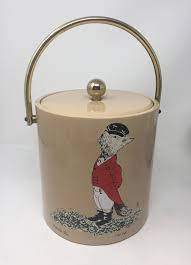 Vintage Midcentury Snooty Fox Ice Bucket Daniel Baer Snooty Etsy Vintage Barware Biscuit Color Mid Century