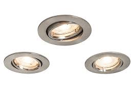 Outdoor ceiling lightingbackoutdoor ceiling lighting. Colours Brushed Chrome Effect Adjustable Led Downlight 4 9w Ip20 Pack Of 3 Diy At B Q