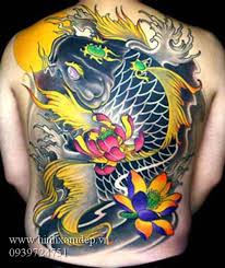 Hjnh xam ca chep màu xanh vang. Hinh XÄƒm Ca Chep Kin LÆ°ng Mau Xanh