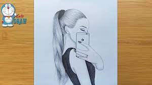 See more ideas about sketches, drawings, art drawings. How To Draw A Girl Taking A Selfie Step By Step A Girl With Ponytail Hairstyle Pencil Sketch Youtube Art Drawings Simple Drawings Drawings Of Friends