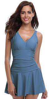 Shekini Women S One Piece Skirt Swimsuit Ruched Retro Swimdress Bathing Suit At Amazon Women S Clothing Store Swim Dress Plus Size Swimsuits Pretty Outfits