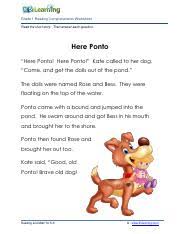 By using these free pdf worksheets, your children will find learning to read a lot easier as they will be completing fun, bright, colorful and engaging comprehension activities. Reading Comprehension Worksheet Grade 1 Ponto Grade 1 Reading Comprehension Worksheet Read The Short Story Then Answer Each Question Here Ponto Course Hero