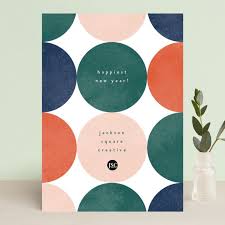 Circles Customizable Business Holiday Cards In Green Pink Or Red By Kelly Schmidt Christmas Graphic Design Holiday Design Card Corporate Christmas Cards