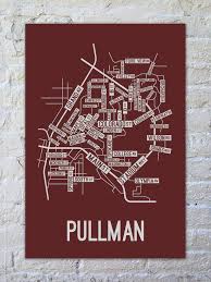 Pullman Washington Street Map Screen Print College Town Etsy In 2020 Pullman Washington Map Print Street Map