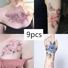 30+ naughty, disgusting and bad tattoos that went viral in 2018. 9pcs Beautiful Color Chest And Shoulder Tattoo Flower Tattoo Stickers Waterproof Female Durable Simulation Sexy Cute Korean Japa Temporary Tattoos Aliexpress