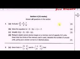 View questions in all grades. Ecz Mathematics Past Paper 2014 Question 1 Solutions Youtube