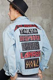 City Patched Denim Jacket Denim Jacket Patches Custom Denim Jacket Denim Jacket Design