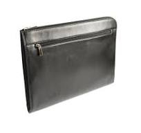 A4 Black Zipper File Folder Leather Document Bag - Leather ...