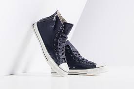 John Varvatos X Converse Leather Double Heel Zip Hi Navy Converse John Varvatos Chuck Taylors