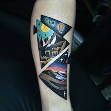 Geometric tattoos come in many color palettes and designs. Pin On Tattoo Ideas
