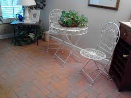 I chose to float the grout so it filled in all the rough patches and little nooks and crannies in the brick. Brick Floor Has No Grout Should I Paint White Wash Or Carpet It