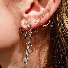 Multiple Ear Piercings 33 Cool Combinations To Copy Multiple Ear Piercings Crystal Stud Earrings Ear Piercings