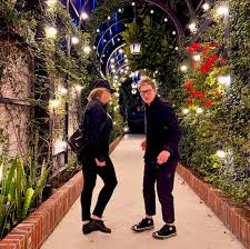 Almost 2 years ago to the day, here we were after installing my hanging  sculptures at The Moxy Hotel in LA—A most exhilarating time! My partner in  life & art & design,