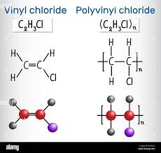 Polyvinyl chloride (PVC) and vinyl chloride monomer molecule ...