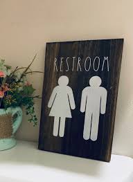 Restroom Sign Bathroom Sign Bathroom Decor His And Her Etsy In 2020 Restroom Sign Bathroom Signs Kid Bathroom Decor