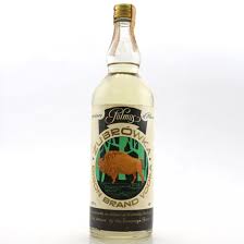 This particular expression presents as a pale yellow rather than the more customary green. Zubrowka Bison Grass Vodka 1960s Whisky Auctioneer