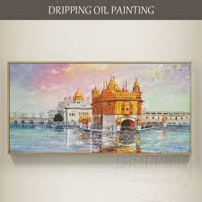 Artist Hand Painted High Quality The Golden Temple Amritsar Oil Painting On Canvas Beautiful Golden Temple India Oil Painting Oil Painting Paintings On Canvasoil Painting On Canvas Aliexpress