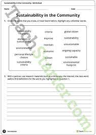 Sustainability In The Community Worksheet Teaching Resource Teach Starter Teaching Teaching Technology Sustainability